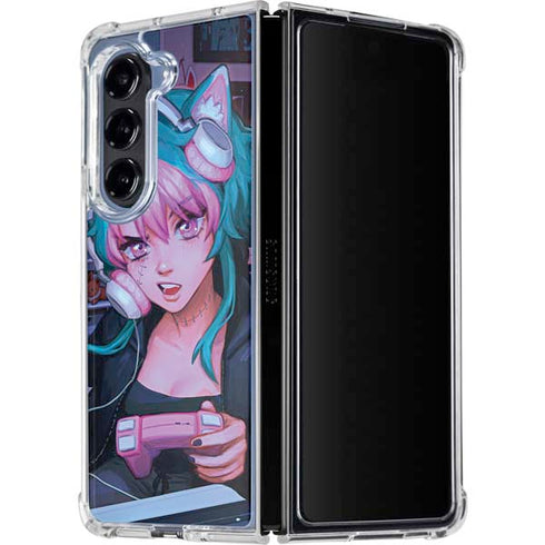 Anime Catgirl Gamer Nerd by Ivy Dolamore Galaxy Z Fold5 5G Clear Case